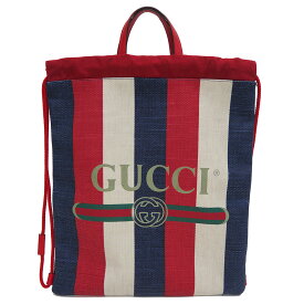 グッチ ドローストリング バックパック 473872 リュックサック キャンバス メンズ トリコロール GUCCI【中古】