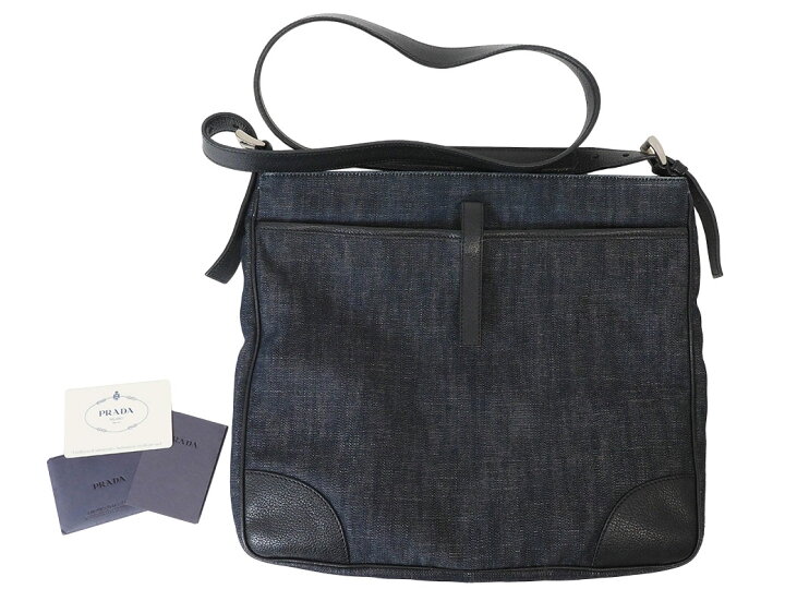 楽天市場】プラダ デニム ショルダー バッグ ネイビー VA0182 メンズ  
