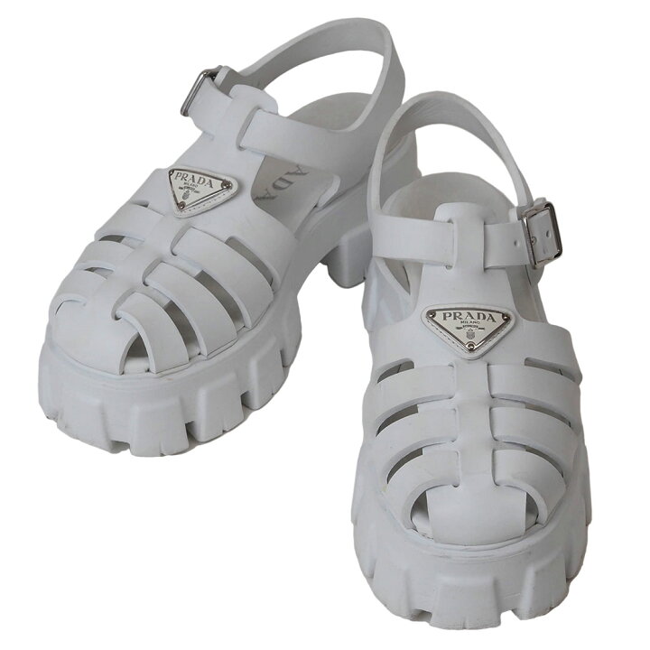 楽天市場】プラダ モノリス ラバー サンダル 靴 ホワイト 1X853M  