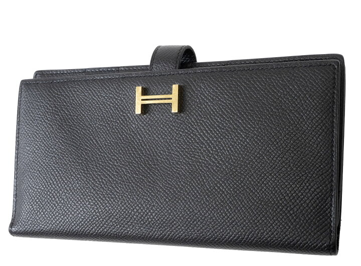 楽天市場】エルメス ベアンスフレ 二つ折り長財布 ブラック ゴールド  