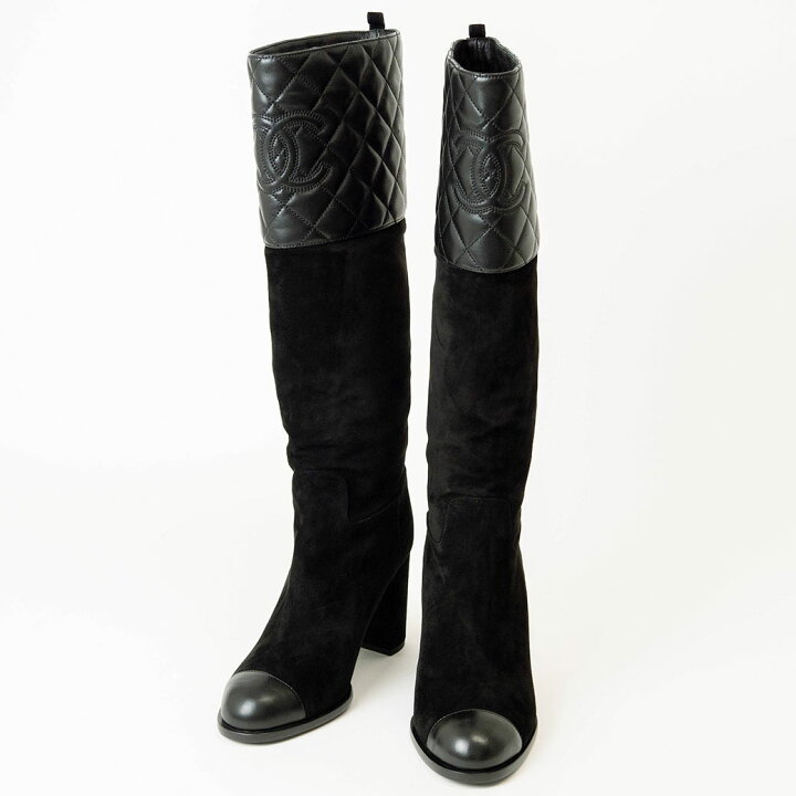 楽天市場】シャネル ココ マトラッセ ロングブーツ 黒 ブラック G45200  