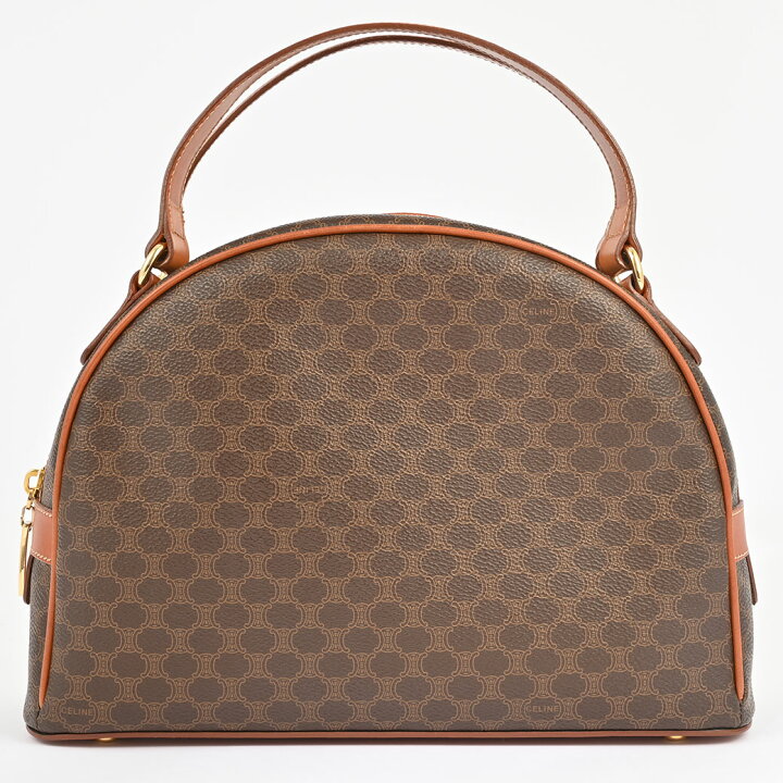 セリーヌ マカダム ショルダーバッグ ハンドバッグ 2WAY ホワイト ブラウン PVC レザー レディース CELINE 【中古】