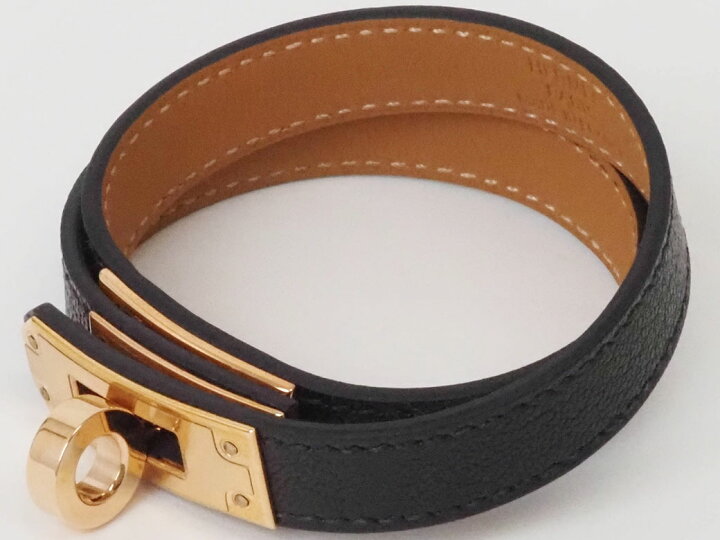 楽天市場】エルメス レザーブレスレット ケリー ドゥブルトゥール 黒  