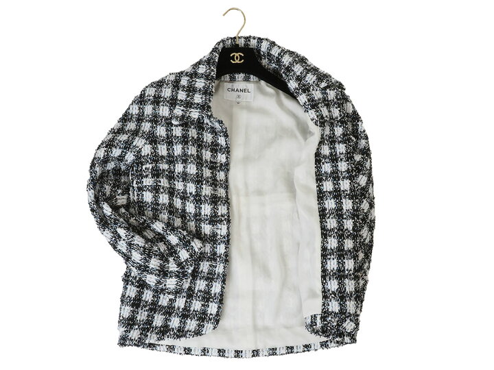 楽天市場】シャネル CHANEL コットン ツイード ジャケット 服 ホワイト 