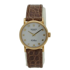 ロレックス ROLEX チェリーニ 26MM 腕時計 6110 ゴールド K番 K18YGxマザーオブパール 革ベルト レディース クオーツ