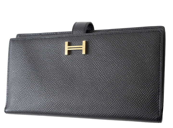 楽天市場】エルメス ベアンスフレ 二つ折り長財布 ブラック ゴールド  