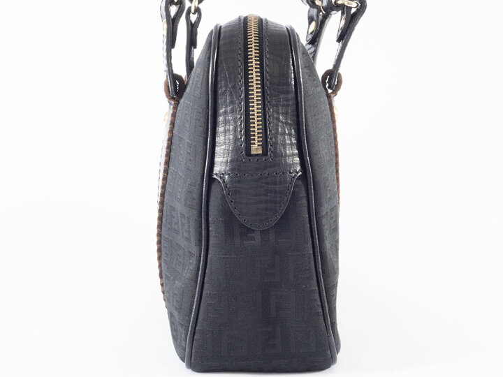 楽天市場】フェンディ FENDI ズッカ バッグ 中古 レザー ブラック 