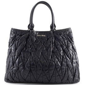 ミュウミュウ MIU MIU バッグ 中古 マテラッセ トートバッグ 194 レザー ブラック 黒 大きめ