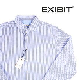 EXIBIT エグジビット 長袖シャツ CA113C761 メンズ ホワイト 白 ストライプ コットン カジュアルシャツ 大きいサイズ 並行輸入品 ラッピング無料 送料無料 14743 uts2420