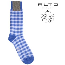 ALTO MILANO アルトミラノ ソックス PEAM1693UC メンズ ブルー 青 チェック コットン イタリア製 並行輸入品 ラッピング無料 送料無料 A21744