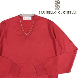 【44】 BRUNELLO CUCINELLI ブルネロクチネリ Vネックセーター M2300162 Mサイズ相当 メンズ レッド 赤 カシミヤ カシミヤ混 ニット イタリア製 並行輸入品 ラッピング無料 送料無料 A22183