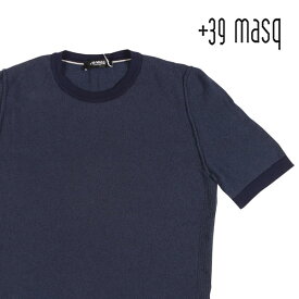 +39 masq マスク Uネック半袖Tシャツ 6401 メンズ 春夏 ネイビー 紺 コットン トップス イタリア製 並行輸入品 ラッピング無料 送料無料 22791