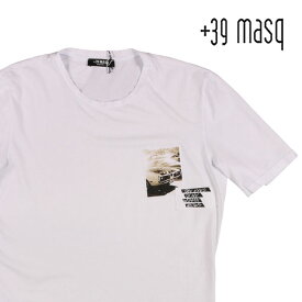 +39 masq マスク Uネック半袖Tシャツ T7012 メンズ 春夏 ホワイト 白 コットン トップス イタリア製 並行輸入品 ラッピング無料 送料無料 22801