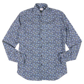 【40】 XACUS ザカス 長袖シャツ ネイビー 紺 ペイズリー コットン 並行輸入品 ラッピング無料 送料無料 34815-40