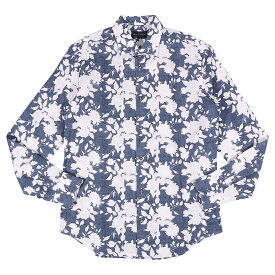 【39】 LUCA BERTELLI ルカ ベルテッリ 長袖シャツ C31407 ネイビー 紺 ボタニカル 麻・リネン リネン混 並行輸入品 ラッピング無料 送料無料 34831-39