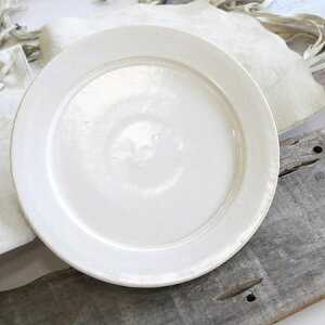リム皿 チタン釉 7寸/七寸/笠間焼/窯元:一窯 白いお皿/カレー皿/パスタ皿/和食器/プレート/平皿/白い食器 サラダ皿/シンプル ナチュラル plate