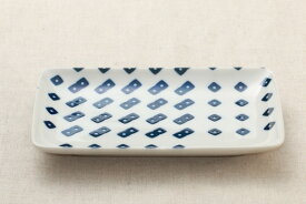 焼き物皿 長角皿 コバルト クロス 藍色 日本製 美濃焼 和食器 お魚皿 長方形プレート 長皿 おしゃれ カフェ食器