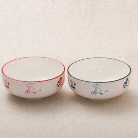 ボウル アクティブあにまる レッド／ブルー 子供食器 樹脂製 食洗機対応 電子レンジ使用可 お椀 小鉢 日本製