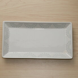 パールホワイト 23.5cm 長角皿おしゃれ 上品 長方形プレート 焼き物皿 焼き魚 ホワイト 白い 和食器　日本製 美濃焼　カネ定