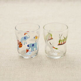 つよいこグラスS かくれんぼ ぞう/うさぎ 130cc 箱入り 日本製 口部強化 デザート ゾウ ウサギ アデリア ガラス食器 子供食器 こども おしゃれ