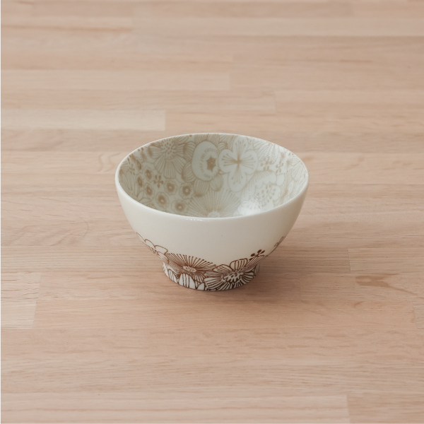 花柄のボウル ブロッサム 1個 食器 日本製 11cm お茶碗にも blossom フラワー ブロッサム ブラウン 茶 アイボリー 美濃焼 |  ナチュラル和洋食器 うつわやさん