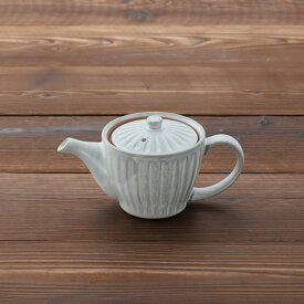 ティーポット(茶こし付き） 粉引グレー 菊型 325ml おしゃれ 日本製 和食器 美濃焼 陶器 急須 茶器 お茶