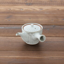 急須(茶こし付き） 粉引グレー 菊型 325ml おしゃれ 日本製 和食器 美濃焼 陶器 ティーポット 茶器 お茶
