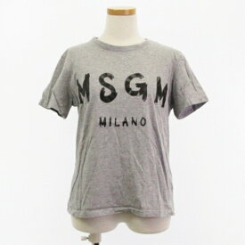 【中古】エムエスジーエム MSGM Tシャツ カットソー 半袖 クルーネック ロゴ プリント コットン グレーM トップス レディース 【ベクトル 古着】 231129