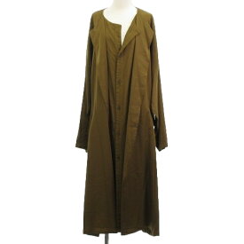 【中古】ワイズ Y's 美品 23AW CELLULOSE TWILL GARMENT-DYED COLLARLESS DRESS ドレス ノーカラー シャツワンピース YJ-D03-204 ベージュ 1 XS レディース 【ベクトル 古着】 231219