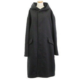 【中古】エムエムシックス メゾンマルジェラ MM6 Maison Margiela 23AW 美品 ウールツイル フーデッド ロング コート グレー系 黒 ブラック 44 L位 レディース 【ベクトル 古着】 231223