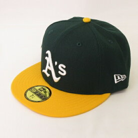 【中古】ニューエラ NEW ERA 美品 59FIFTY MLB PINS オークランド・アスレチックス キャップ 帽子 グリーン イエロー 7 1/4 57.7cm メンズ 【ベクトル 古着】 240117