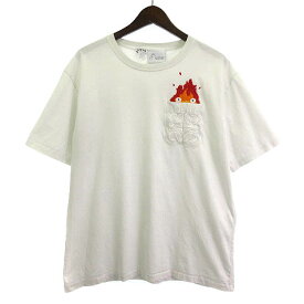 【中古】ロエベ LOEWE 23SS ハウルの動く城 Calcifer pocket Tee カルシファー Tシャツ カットソー 半袖 ロゴ刺繍 1726313 HB44Y22X03 白 ホワイト L メンズ 【ベクトル 古着】 240528