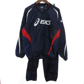 【中古】アシックス asics セットアップ プルオーバージャケット ウインドブレーカー 長袖 パンツ ロング ナイロン XSW559 紺 ネイビー M ■SM1 メンズ 【ベクトル 古着】 240125