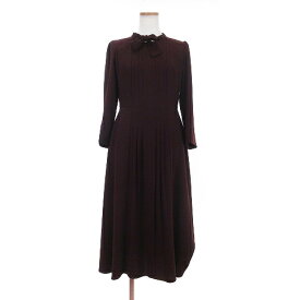 【中古】セルフォード CELFORD 19AW ボウタイプリーツワンピース 長袖 ロング丈 フレア リボン 無地 CWFO194038 赤系 レッド系 36 S相当 レディース 【ベクトル 古着】 240110