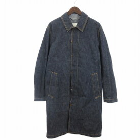 【中古】マッキントッシュ ロンドン MACKINTOSH LONDON コットンデニム ステンカラーコート 長袖 ロング 比翼仕立て D-MC001 インディゴ 青系 40 L位 ■SM1 メンズ 【ベクトル 古着】 240306