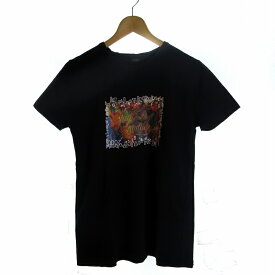 【中古】ジャンポールゴルチエ オム Jean Paul GAULTIER HOMME Tシャツ カットソー 半袖 クルーネック ロゴ プリント コットン 黒 ブラック 48 ■SM1 メンズ 【ベクトル 古着】 240306