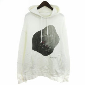 【中古】グラウンドワイ ヨウジヤマモト GroundY Flower Graphic Hoodie パーカー フーディー プルオーバー フラワー 花柄 プリント ホワイト 白 3 M メンズ 【ベクトル 古着】 240331