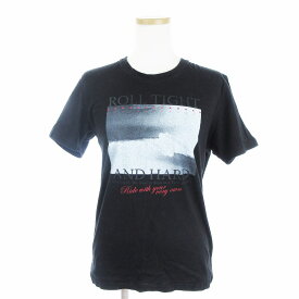 【中古】キャサリンハムネットロンドン KATHARINE HAMNETT LONDON Tシャツ カットソー 半袖 クルーネック プリント 黒 ブラック M ■SM1 レディース 【ベクトル 古着】 240423