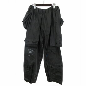 【中古】ミハラヤスヒロ MIHARA YASUHIRO 23AW Cloth Paratrooper Trousersパラシュートパンツ 変形 ロング ワイド A11PT041 グレー 44 XS位 メンズ 【ベクトル 古着】 240424