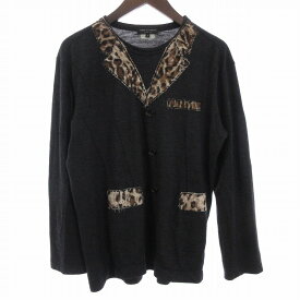 【中古】コムデギャルソンオムプリュス COMME des GARCONS HOMME PLUS 2009年製 ニットソー 長袖 レオパード柄 ウール PD-T028 黒 ブラック M ■SM3 メンズ 【ベクトル 古着】 240515