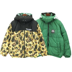 【中古】ロデオクラウンズ Rodeo Crowns REVERSIBLE PUFF ジャケット 中綿 カモフラ柄 グリーン / ベージュ S 240418E レディース 【ベクトル 古着】 240418