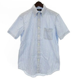 【中古】メーカーズシャツ カマクラ MAKER'S SHIRT 鎌倉 ストライプ ボタンダウン シャツ 半袖 ブルー M 240412E メンズ 【ベクトル 古着】 240412