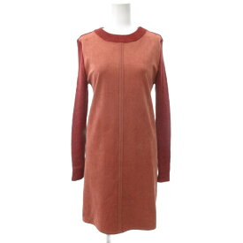 【中古】リリーブラウン Lily Brown 切替ニットワンピース 切替 ひざ丈 F レッド 赤 /IU レディース 【ベクトル 古着】 251114