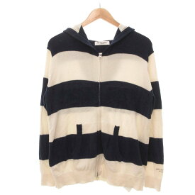 【中古】ジェラートピケオム GELATO PIQUE HOMME パーカー ジップアップフーディー ボーダー ルームウェア M 白 ホワイト 青 ブルー /YJ メンズ 【ベクトル 古着】 251201