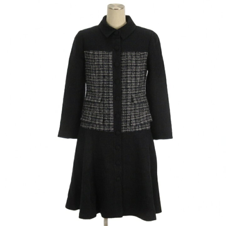 楽天市場】【中古】ルネ Rene ツイードコート ロング フレア ネイビー  