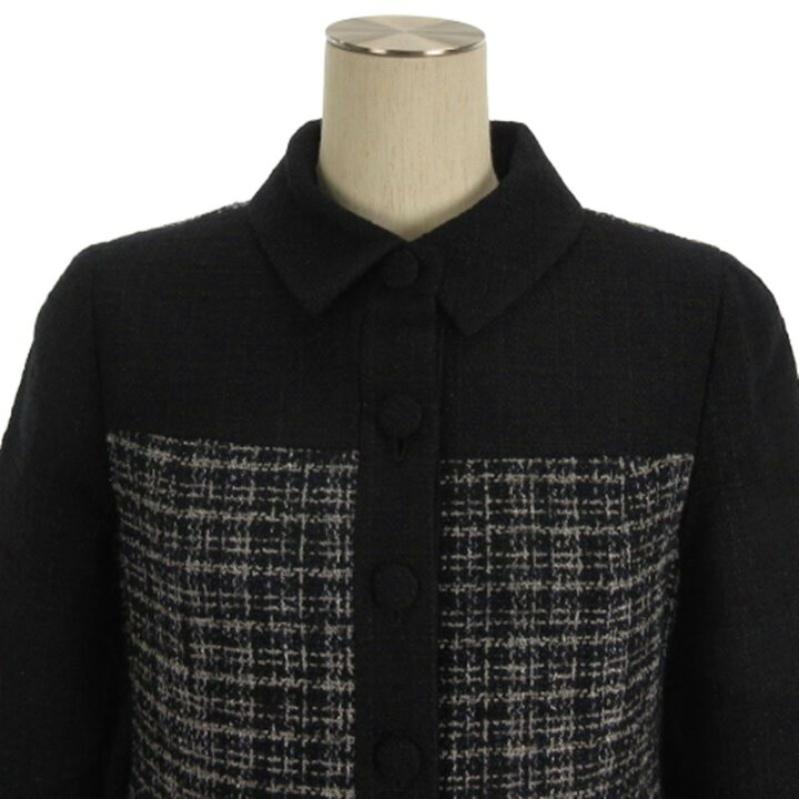 楽天市場】【中古】ルネ Rene ツイードコート ロング フレア ネイビー  