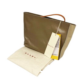 【中古】未使用品 マルニ MARNI クラッチバッグ 鞄 バッグ バイカラー 牛革 レザー 長方形 無地 UNI 茶 ブラウン ベージュ PHMO0030U0 レディース 【ベクトル 古着】 230622