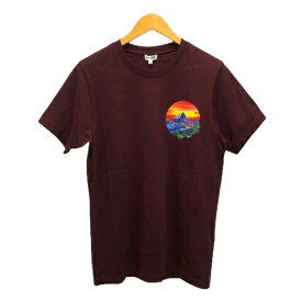 【中古】未使用品 ケンゾー KENZO Tシャツ クールネック コットン プリント ワンポイント ロゴ 半袖 S 赤 ワインレッド メンズ 【ベクトル 古着】 230627