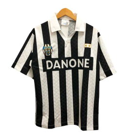 【中古】CALCIO ITALIA シャツ サッカーシャツ レプリカユニフォーム ユベントス ストライプ Vネック 半袖 S 白 ホワイト 黒 ブラック メンズ 【ベクトル 古着】 230904