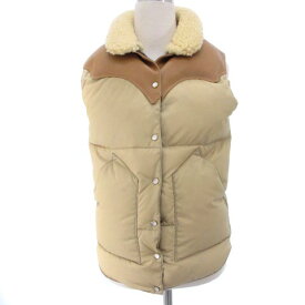 【中古】ロッキー マウンテン フェザーベッド Rocky Mountain FeatherBed CHRISTY VEST ダウンベスト 切替 襟ボア シープファー 牛革 ベージュ キャメル 7/8 M位 アウター レディース 【ベクトル 古着】 231129